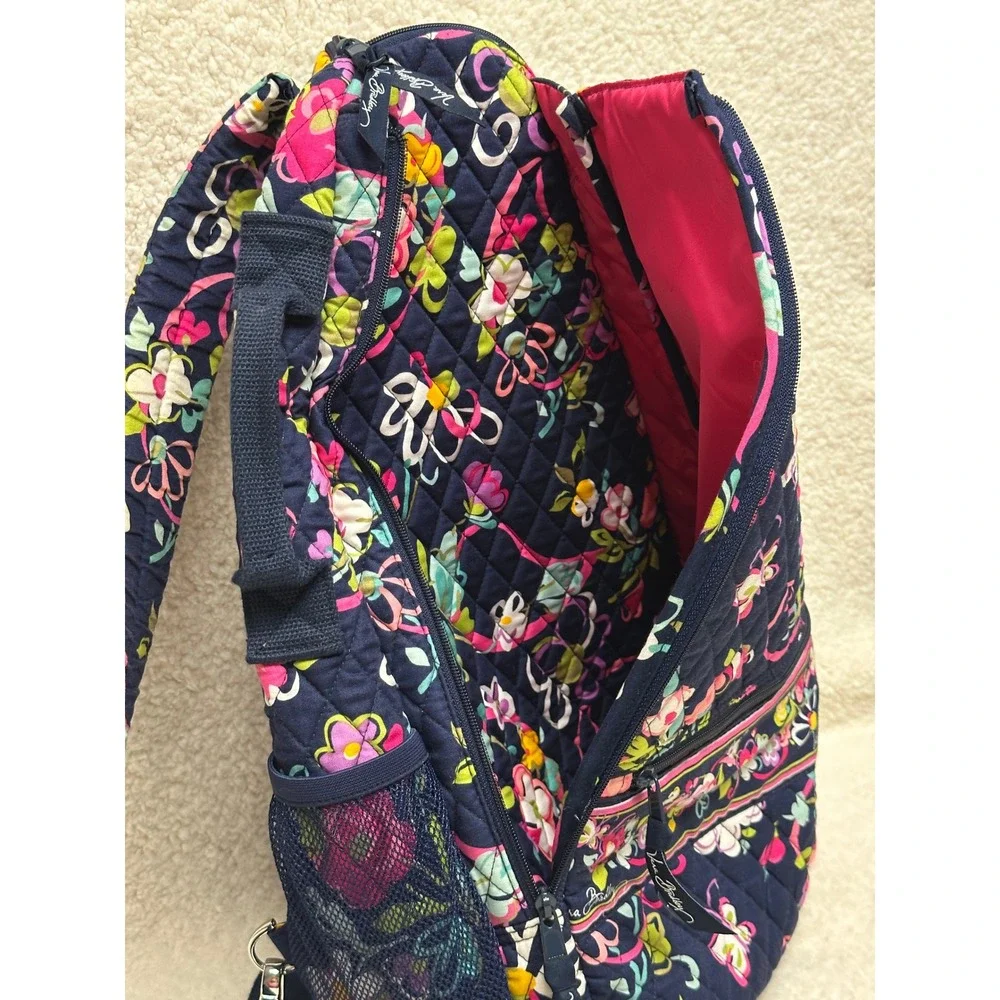 Vera Bradley Sling Tennis Backpack Navy Quilted Cotton Everyday Bag